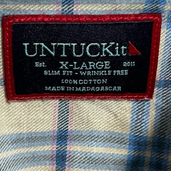 Untuckit Avesso WF Plaid Slim Fit Wrinkle Free Long Sleeve Button Shirt XL - Picture 3 of 8